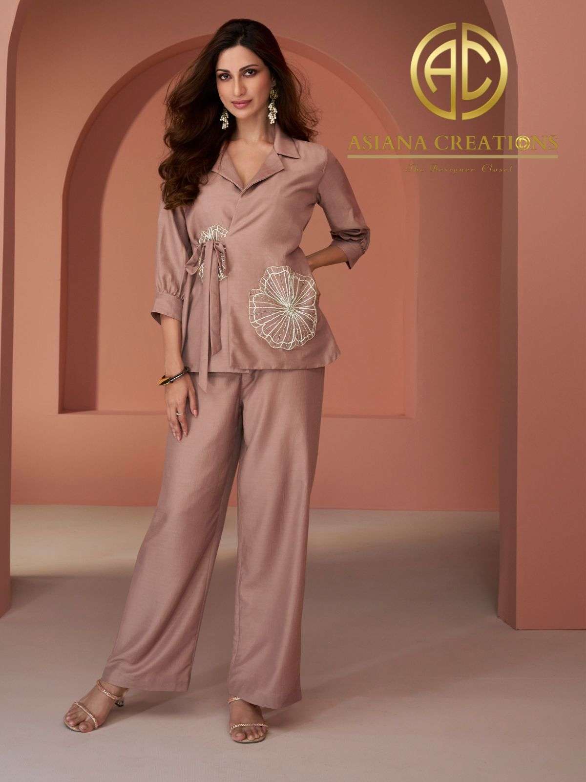 Pure Silk Indowestern Top & Bottom Sets DS5515