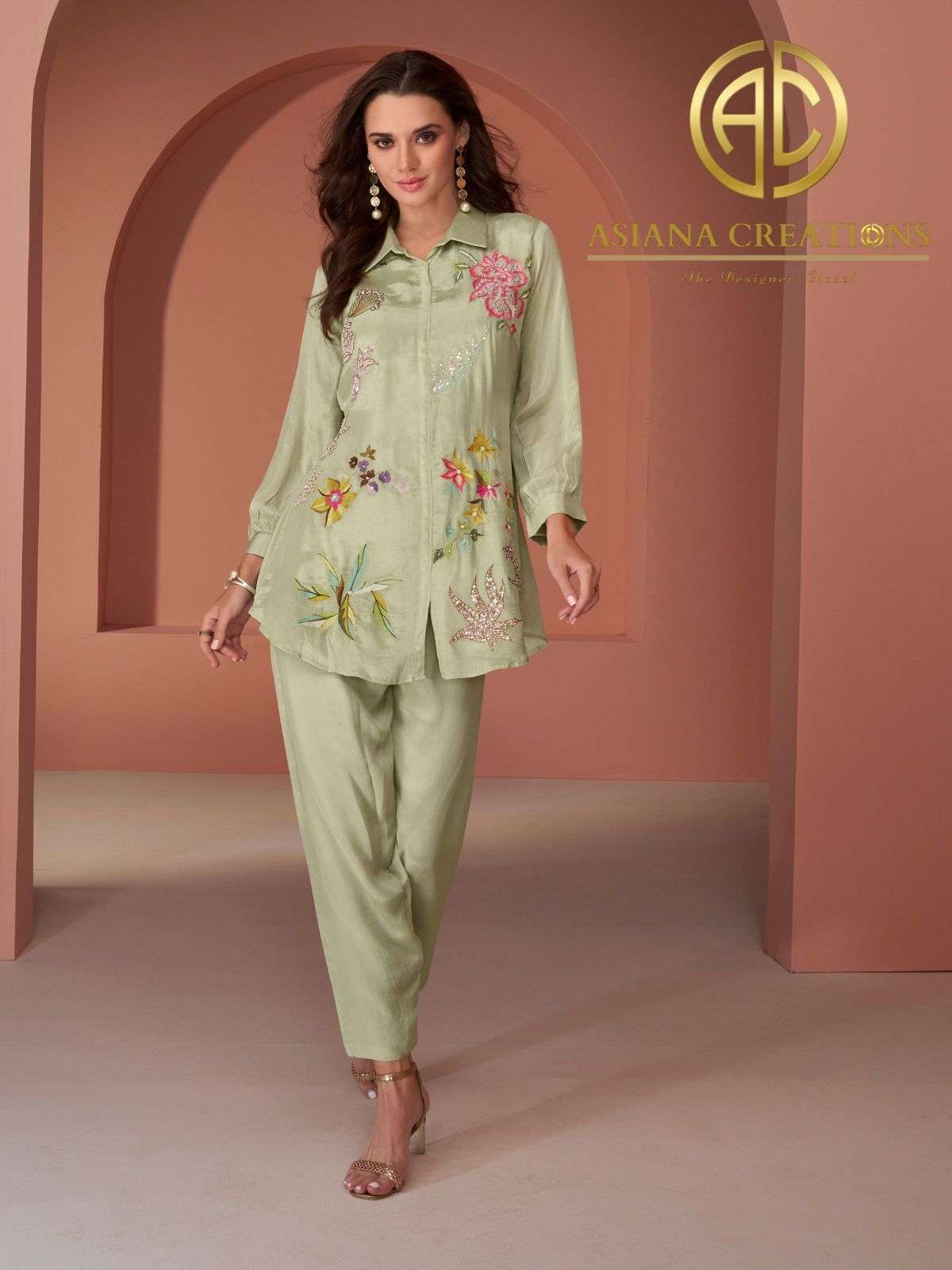 Pure Silk Indowestern Top & Bottom Sets DS5516