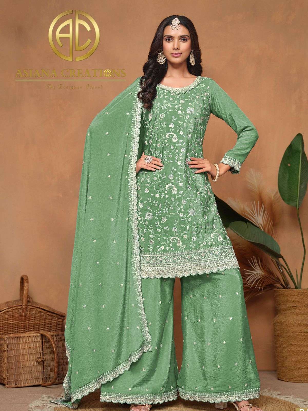 Chinnon Embroidered Palazzo Suits Set DS10341