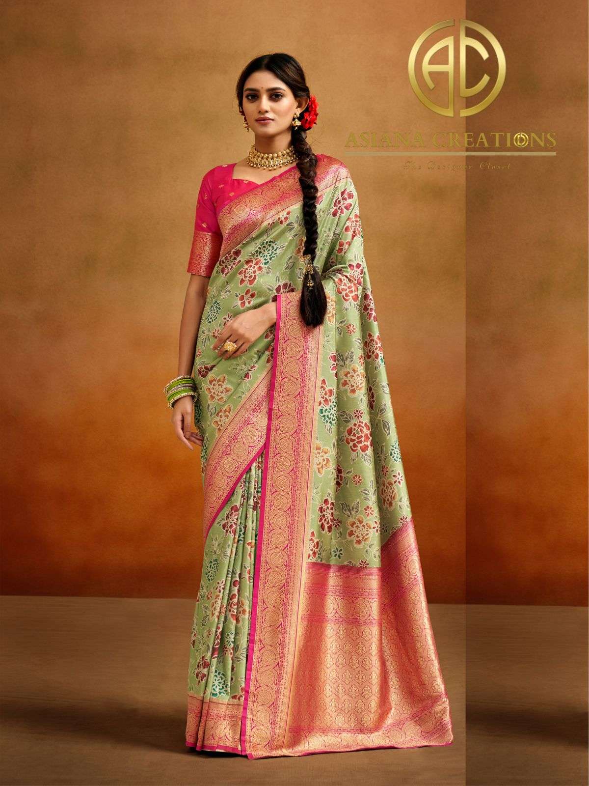 Banarasi Printed Silk Traditional Saree with Blouse DS154003