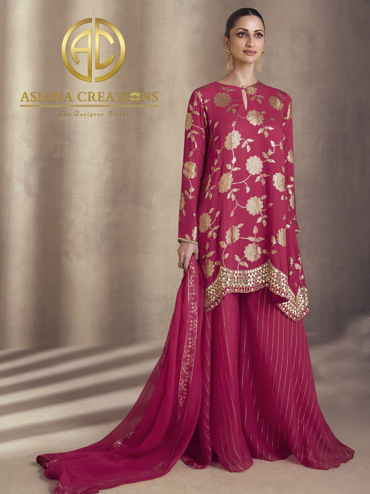 Silk Embroidered Girls Sharara Sets DS5500