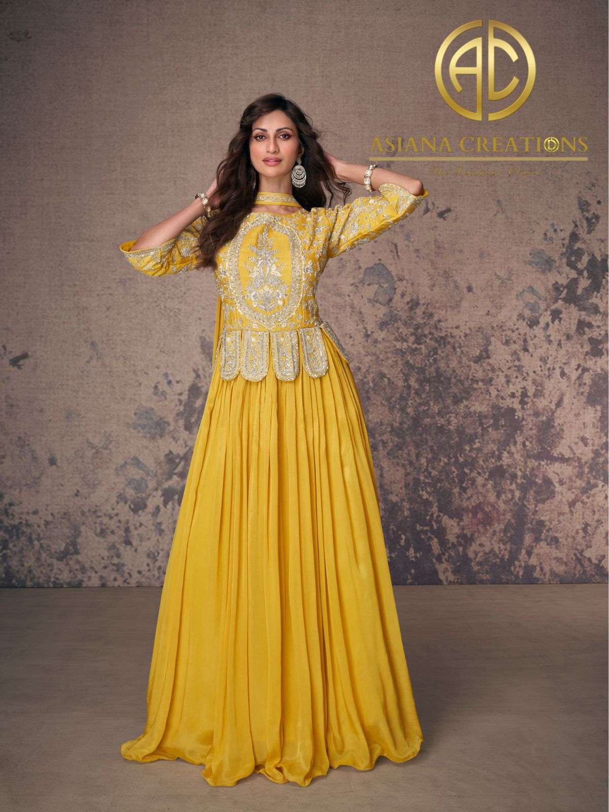 Chinnon Silk Embroidered Gown with Dupatta DS5546