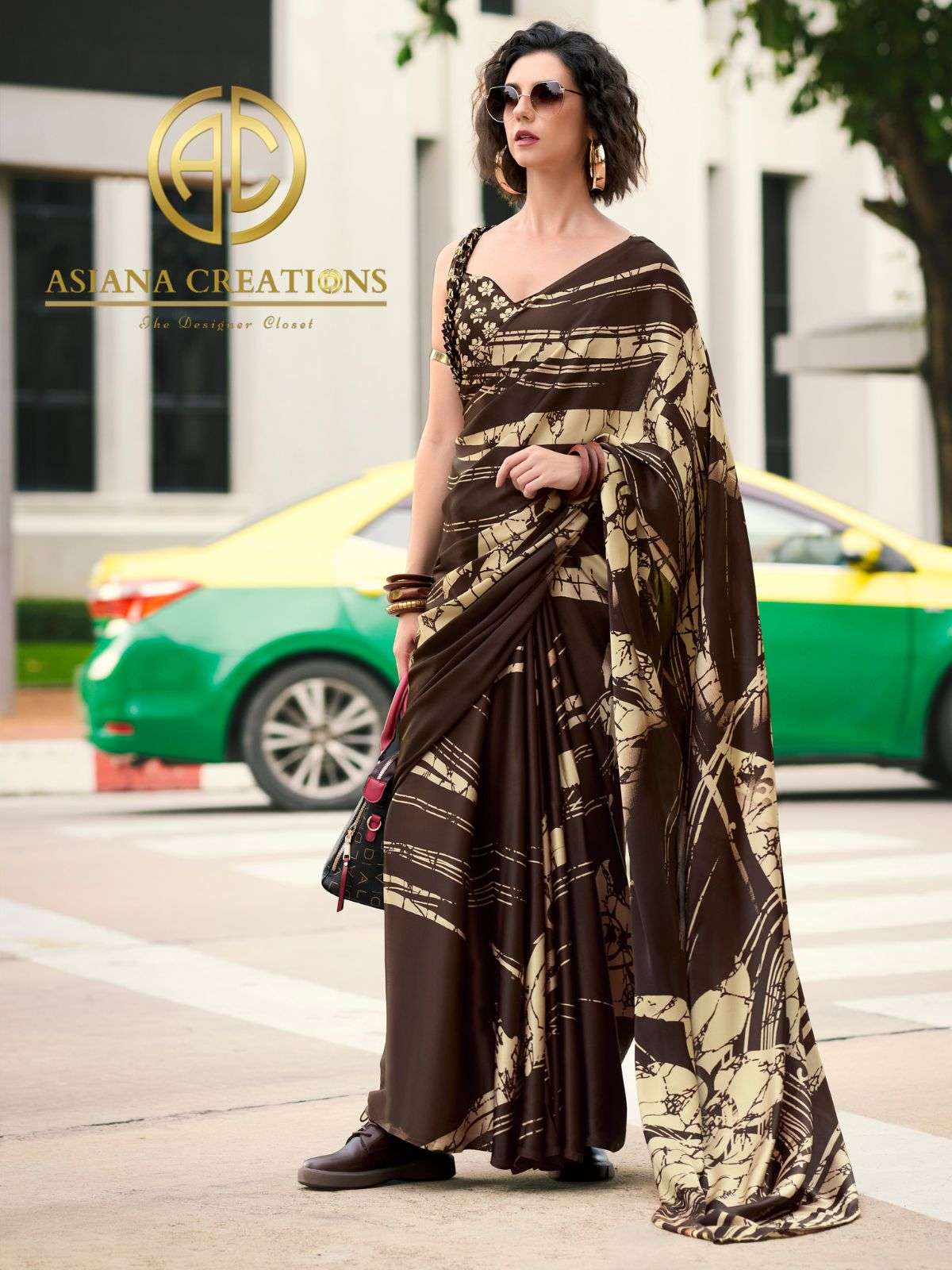 Satin Printed Casual and Party Wear Saree with Blouse Piece DS700002