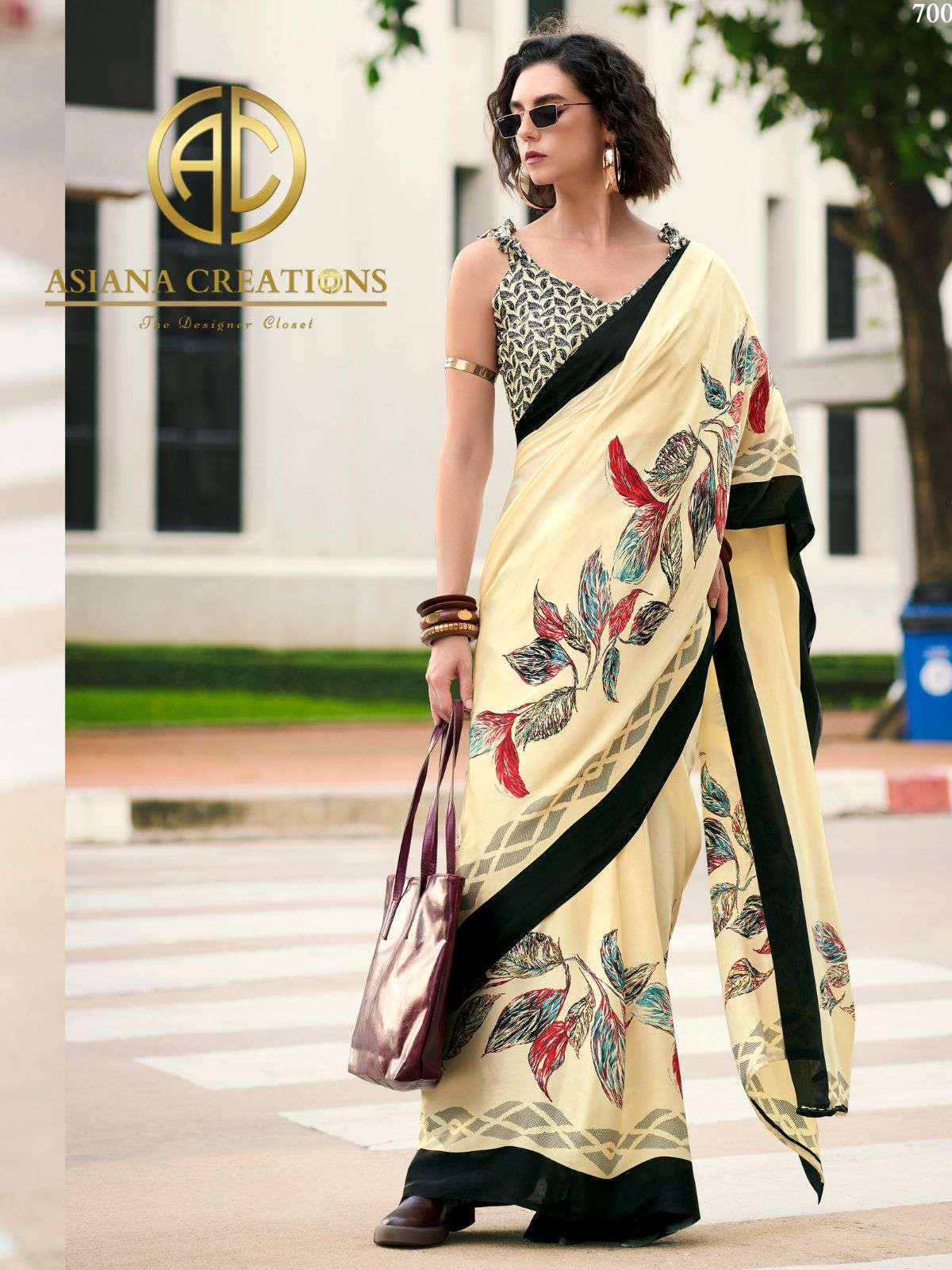 Satin Printed Casual and Party Wear Saree with Blouse Piece DS700003