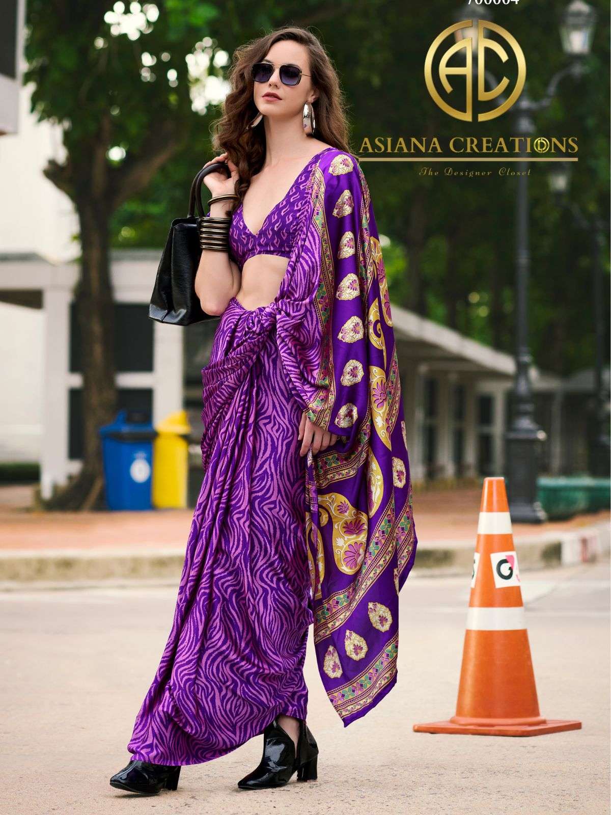 Satin Printed Casual and Party Wear Saree with Blouse Piece DS700004