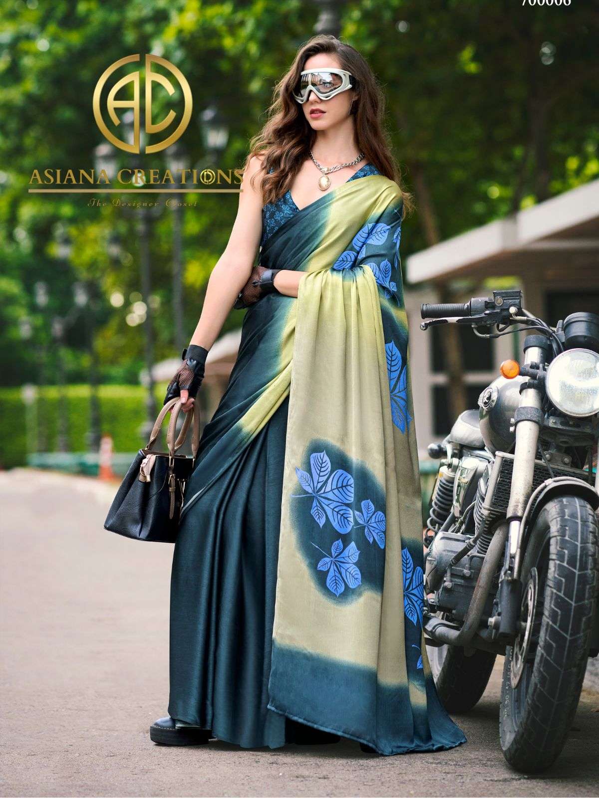 Satin Printed Casual and Party Wear Saree with Blouse Piece DS700006