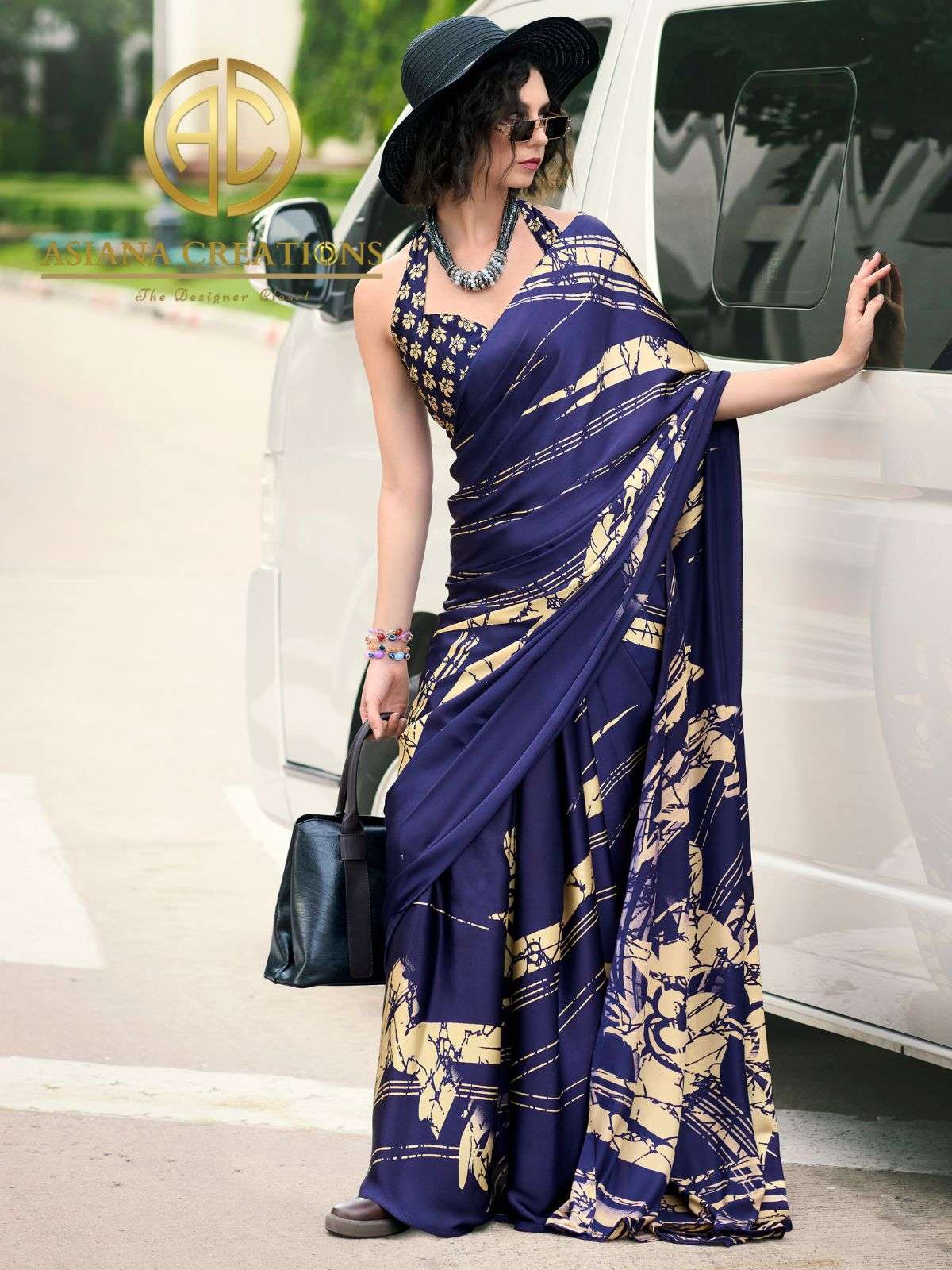 Satin Printed Casual and Party Wear Saree with Blouse Piece DS700010