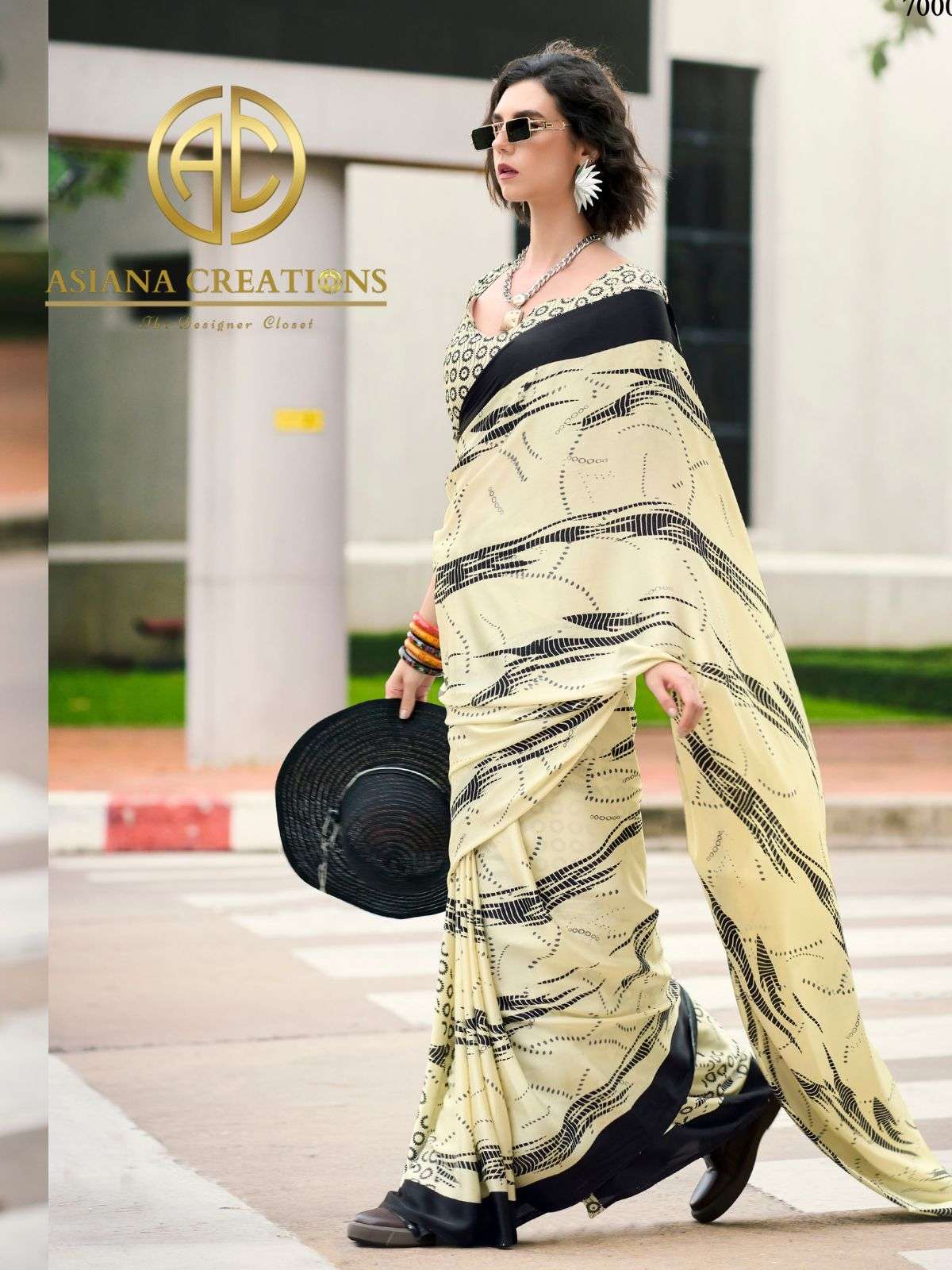 Satin Printed Casual and Party Wear Saree with Blouse Piece DS700011