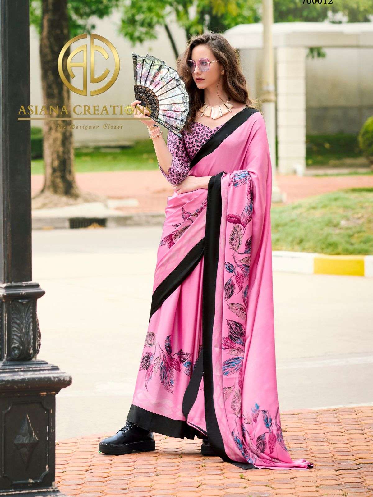 Satin Printed Casual and Party Wear Saree with Blouse Piece DS700012