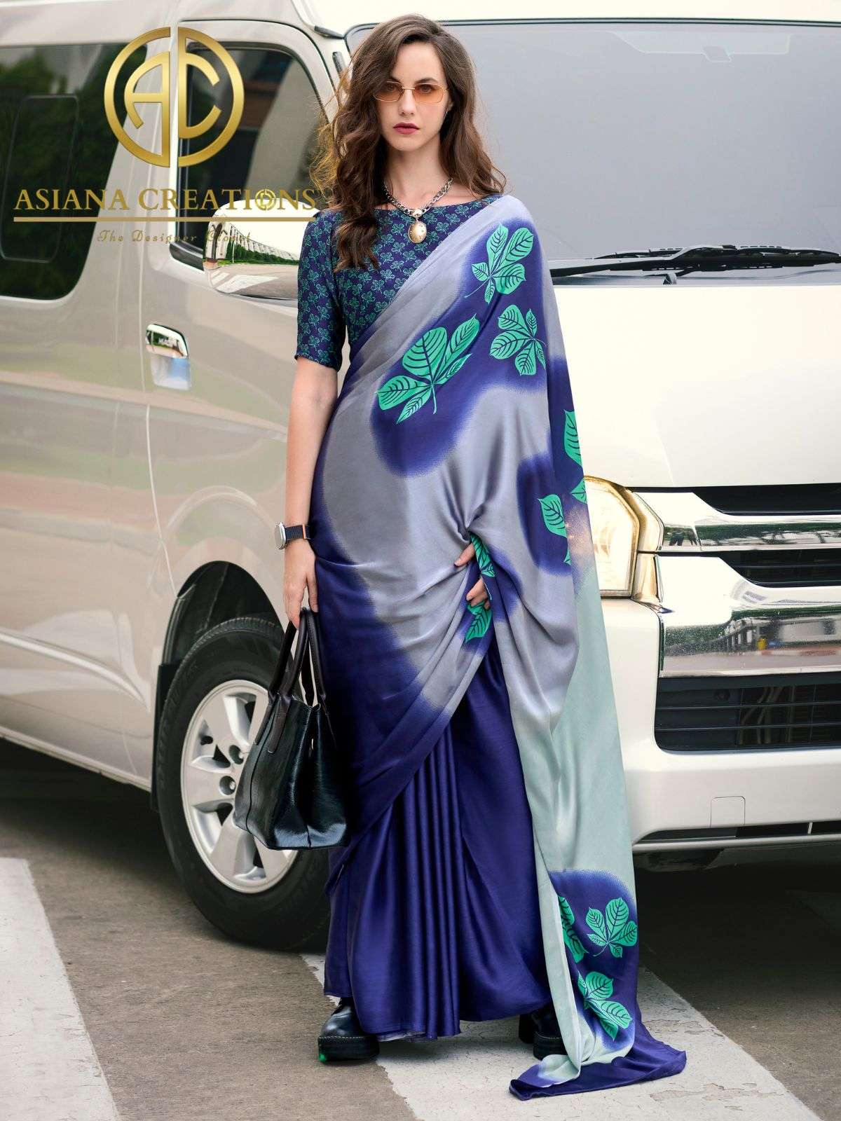 Satin Printed Casual and Party Wear Saree with Blouse Piece DS700014