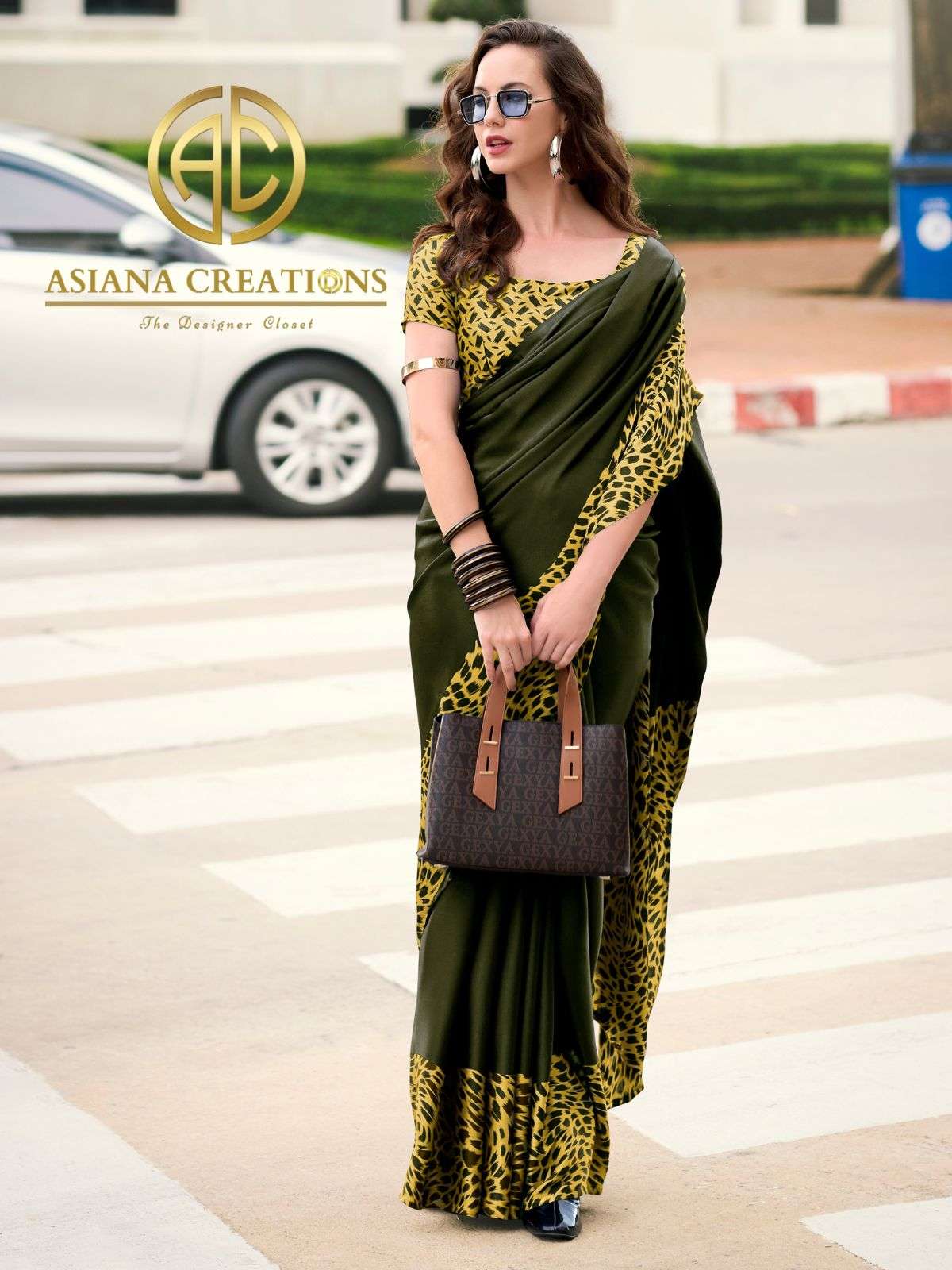 Satin Printed Casual and Party Wear Saree with Blouse Piece DS700015