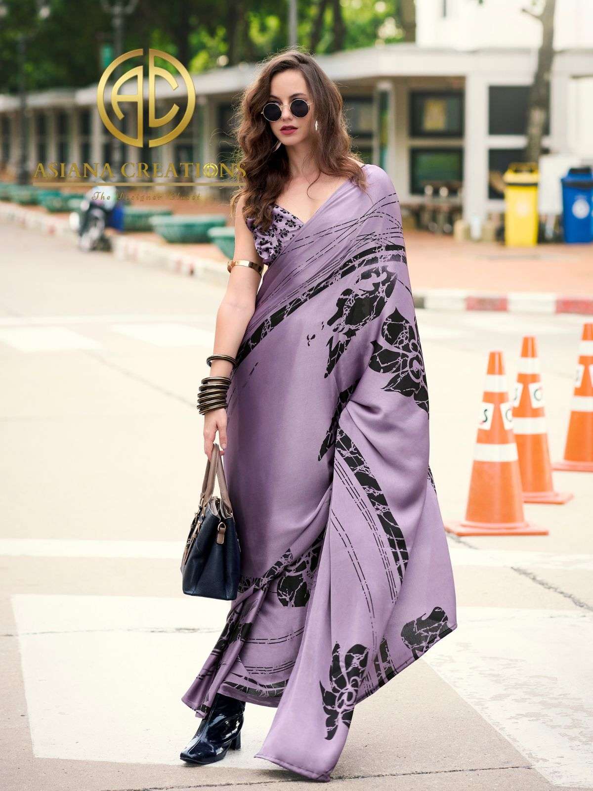 Satin Printed Casual and Party Wear Saree with Blouse Piece DS700017