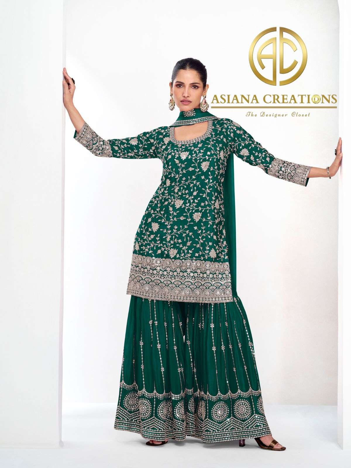 Embroidered Sharara Suits Set DS10109