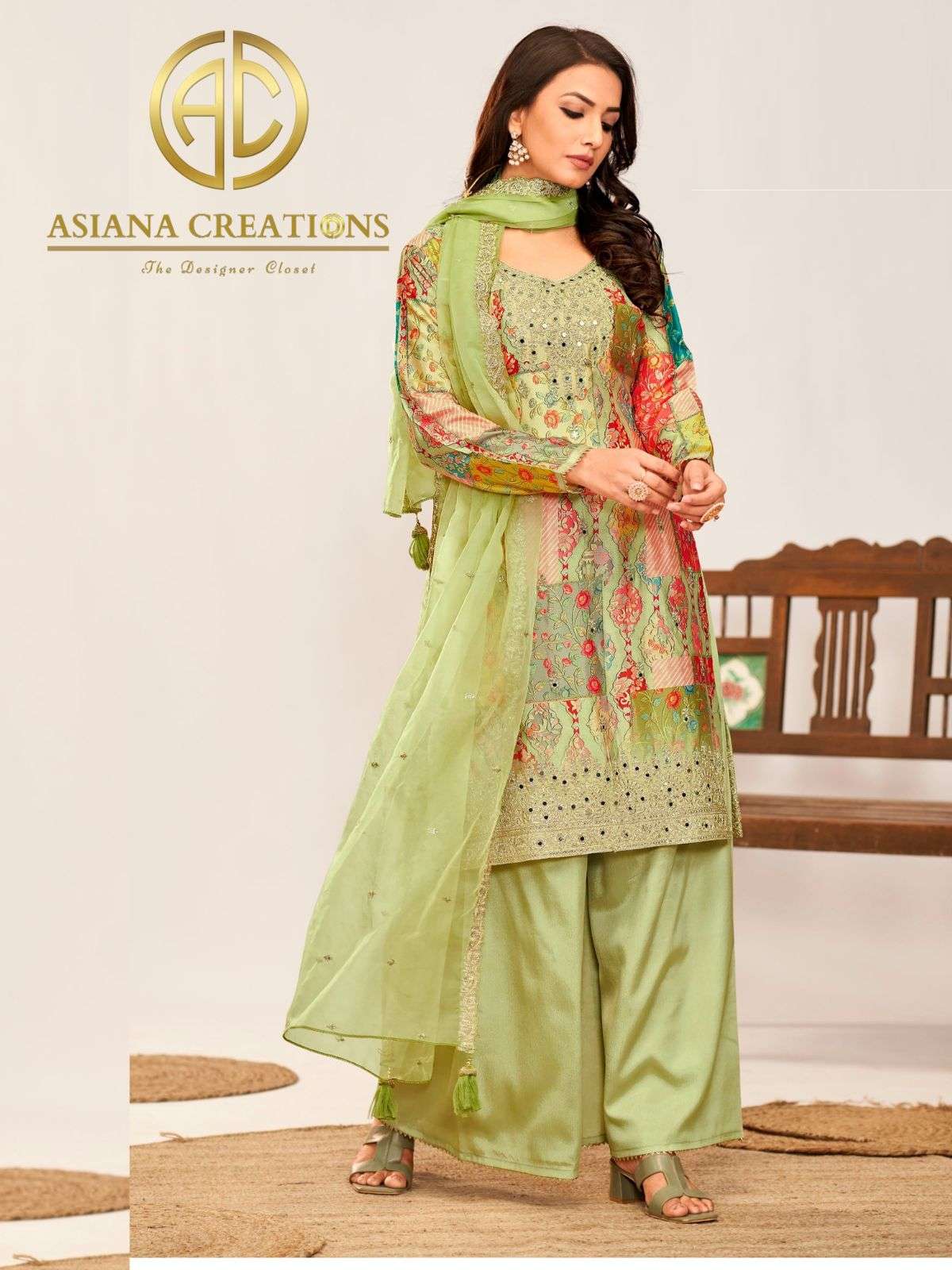 Chinnon Embroidered Palazzo Suit DS3011