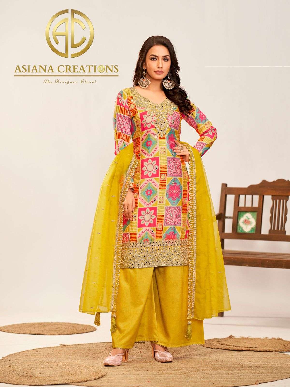 Chinnon Embroidered Palazzo Suit DS3014