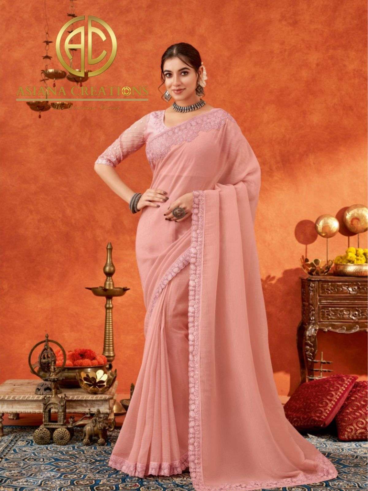 Chiffon Designer and Party Wear Saree with Blouse DS5001