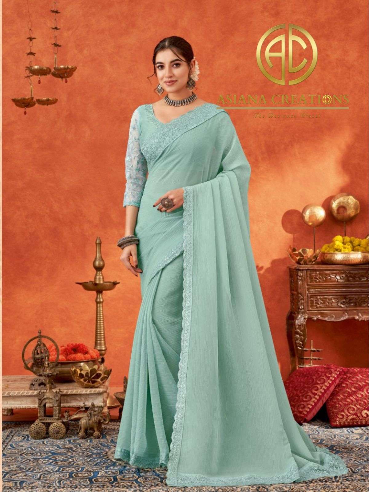 Chiffon Designer and Party Wear Saree with Blouse DS5003