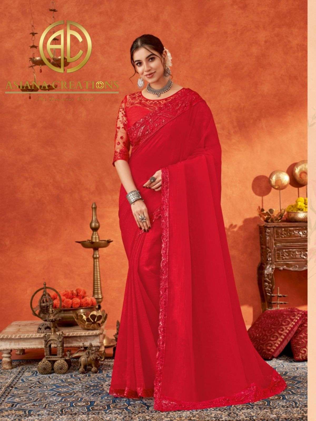 Chiffon Designer and Party Wear Saree with Blouse DS5008