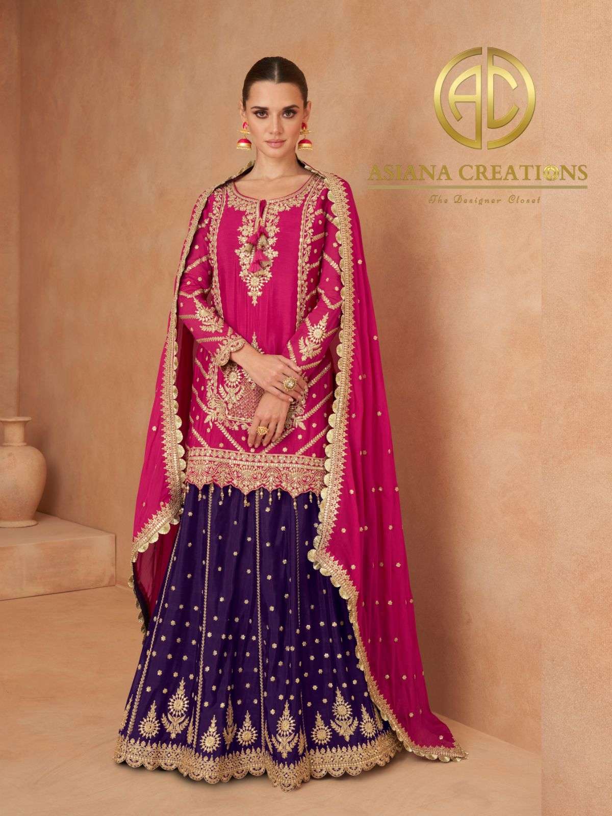 Chinnon Embroidered Sharara Suit Sets DS7471A