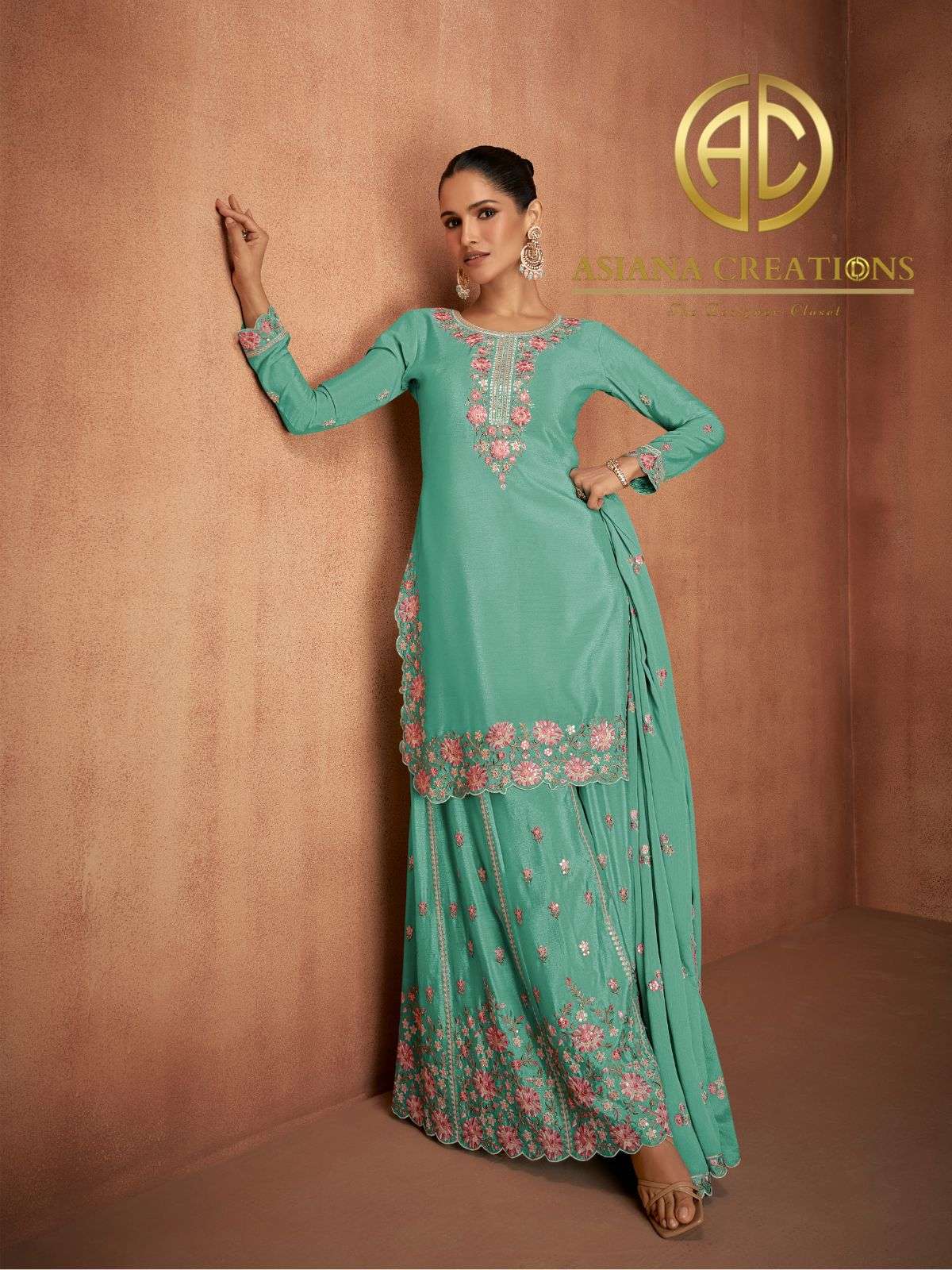 Chinnon Embroidered Sharara Suit Sets DS7488A